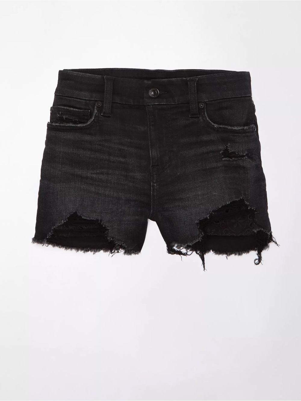 American Eagle Next Level Curvy High-Waisted Ripped Denim Short Short